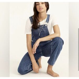 NWT J Crew Slouchy Boyfriend Denim Jeans Overalls in Hartford Wash Size XXS